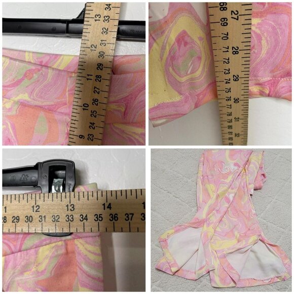 Zara‎ Womens Multicolor Marbled Watercolor Mini Flared Trouser High Rise Size M - Picture 8 of 9